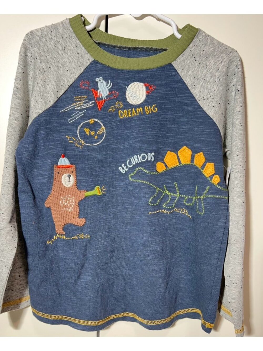 Mud Pie 2T 3T 4T 5T NWT blue Bear dino dinosaur Dream Big embroidery applique